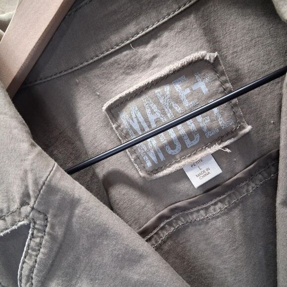 Blazer Utility Y2K Office Siren Safari Casual Vintage 00s SZ-L COTTON 98% - Picture 4 of 9